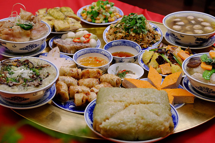 Preparations for vietnamese new year traditional dishes